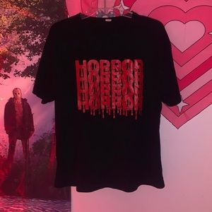 Horror bloody dripping font tee shirt